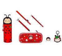 Legami Get Lucky Ladybug - Set scolastico da 7 pezzi, astuccio, penne, temperamatite e portachiavi, set con coccinella, regalo per scuola, regalo per la scuola e compleanno