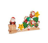 Legami - Gioco di Legno Impilabile Ho Ho Ho Balancing Game | Gioco di Legno Impilabile, 14 Pezzi e Base, Obiettivo non far cadere i Babbo Natale, L 20 x H 22 x W 1 cm