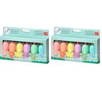 Legami HC0001 Set di 12 Mini Evidenziatori, Carrate Team, Evidenziatori a Forma di Carota, Inchiostri a Base d'Acqua, per Tratti Fini e Spessi, Colori Pastello, Asciugatura Rapida