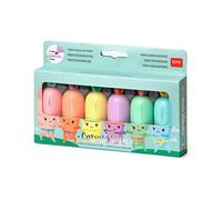 Legami HC0001 Set di 6 Mini Evidenziatori, Carrate Team, Evidenziatori a Forma di Carota, Inchiostri a Base d'Acqua, per Tratti Fini e Spessi, Colori Pastello, Asciugatura Rapida