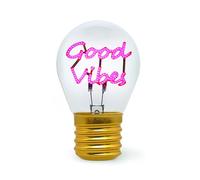 Legami - Lampada da Tavolo a forma di Lampadina, Ricaricabile con Cavo USB, Senza Fili, Bulb Fiction, Tema Good Vibes, 6.8 x 10.3 cm
