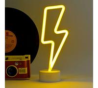LAMPADA LED EFFETTO NEON legami FULMINE it's a sign GIALLO flash DOPPIA ALIMENTA
