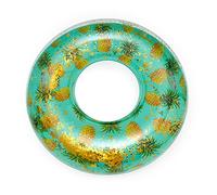 Legami - Maxi Ciambella Gonfiabile Pineapple con Glitter, per Piscina, Mare, Spiaggia, Diametro: 120 cm, Materiale: PVC, 2 Maniglie Resistenti Per Migliore Stabilità, Include Toppa Per Riparare