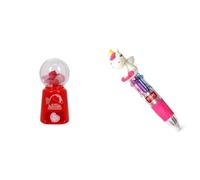 Legami - Mini Distributore Gomme per Cancellare, Love Dispenser, 15 Gomme, Gomma a forma Cuore & MRP0001 - Mini Penna a Sfera 4 Colori, Mini Magic Rainbow, 2,3x10 cm, Inchiostro 4 Colori