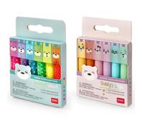 LEGAMI Mini evidenziatori - Set di 12 penne - Teddy's Mood & Teddy's Style - Colori pastello e neon
