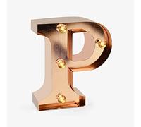 Legami - Mini Lettera Decorativa Luminosa, Gancio Posteriore per Appendere la Lettera al Muro, Tasto ON/off, 3 Batterie già Incluse, Luce Color Bianco Caldo, Lettera P