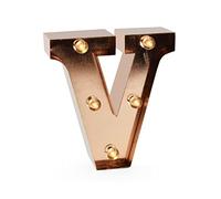 Legami - Mini Lettera decorativa luminosa, Gancio posteriore per appendere la Lettera al Muro, Tasto ON/OFF, 3 Batterie già incluse, Luce color Bianco caldo, Lettera V