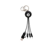 Legami - Multiple Link Up Charging Cable, Theme 8 Ball, with Keychain, 4 USB Cha