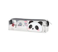Legami - Pencil Case, Astuccio Trasparente, 19,5x5,5 cm, Panda, Hug Me, Mostra Esattamente Ciò che Contiene, in TCU Trasparente, Chiusura Zipper, Capiente