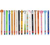 LEGAMI Penna gel cancellabile con inchiostro termosensibile, diversi colori di inchiostro e design del fusto, punta da 0,7 mm, motivo animali, set da 18 penne