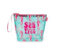 Legami - Pochette Mare Donna, Beach Pouch con Cerniera e Laccetto Laterale, Borsa Porta Costume e Accessori Mare, Trousse da Spiaggia Ideale per Bambine, Ragazze, Donne, 20 x 16 cm, Seahorse