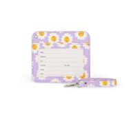 Legami - Porta Badge con Chiusura a Moschettone, Porta Carte con Chiusura Clip di Sicurezza, 1 Finestra Trasparente, Tasche per Tessere in Pelle PU, Dimensioni 10,4 x 9 cm, Tema Daisy