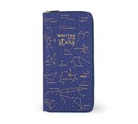 Legami - Portadocumenti da Viaggio Blu, Organizzatore per Viaggi Porta Passaporto Carta d'Identità, Rfid Blocking, 4 Tasche Grandi, 7 Tasche Piccole, Chiusura a Zip, 11 x 24 x 3 cm, Tema Stars