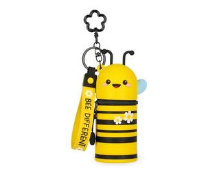 Legami - Portamonete con Portachiavi Mini Kawaii, Tema Bee, con Anello a Spirale, Moschettone e Laccio da Polso, in Silicone, 5 x 12 x 5 cm