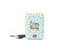 Legami - Power Bank, Batteria ricaricabile, 2 Porte USB, ricarica fino a 2 Dispositivi contemporaneamente, Cavo ricarica USB incluso, Capacità 5000 mAh, 6,2x9 cm, Tema Daisy