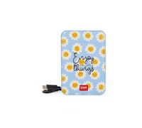 Legami - Power Bank, Supercharge, Tema Daisy,2 porte Type-C e 1 USB, ricarica fino a 2 Dispositivi contemporaneamente, Cavo di ricarica Type-C incluso, Capacità 5000 mAh