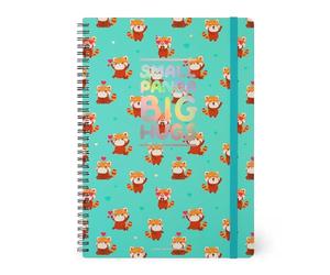 Legami - Quaderno a Righe con Spirale - Formato A4, Spiral Notebook Maxi, Contiene 1 Foglio di Adesivi, 160 Pagine Staccabili, in Carta FSC, Elastico di Chiusura, 21 x 29 cm, Tema Red Panda