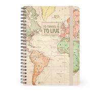 Legami - Quaderno a Righe con Spirale Large - Formato A5, Spiral Notebook, Contiene 1 Foglio di Adesivi, 160 Pagine Staccabili, in Carta FSC, Elastico di Chiusura, 15 x 21 cm, Tema Travel