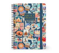 Legami - Quaderno Spiralato a Righe 7 mm, Travel Stickers, Formato A5, Large, in Carta FSC Certificata, Contiene 1 Foglio di Adesivi, 160 Pagine, Chiusura con Elastico, 15 x 21 cm