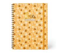 Legami - Quaderno Spiralato Maxi, A4, 204 Pagine staccabili, Elastico di chiusura, Taschina finale, in Carta certificata FSC®, Carta 100 g/m², 22x29,5 cm, Tema Bee