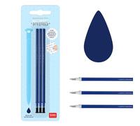 Legami - Refill per Penna Gel Cancellabile, Set 3 Pezzi, Altezza 13 cm, Inchiostro Termosensibile Blu, Punta 0,7 mm