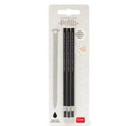 Legami - Refill per Penna Gel Cancellabile, Set 3 Pezzi, Altezza 13 cm, Inchiostro Termosensibile Nero, Punta 0,7 mm