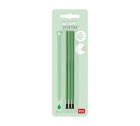 Legami - Refill per Penna Gel Cancellabile, Set 3 Pezzi, Altezza 13 cm, Inchiostro Termosensibile Verde, Punta 0,7 mm