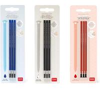 Legami - Ricarica gel cancellabile, set da 3 confezioni da 3 mine, altezza 13 cm, inchiostro termico, blu, nero e rosso, punta da 0,7 mm (set da 3 multicolore)
