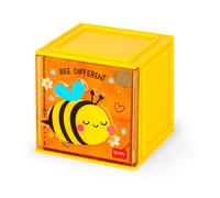 Legami - Box Componibile da Scrivania Cutie Cubes, Tema Bee, Organiser da Scrivania, Portaoggetti, Foglio di Adesivi incluso, Impilabile, Multifunzionale, in ABS, 90 x 90 x 100 cm