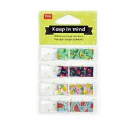 Legami - Segnapagina Adesivi, 7x8,4 cm, 30 Foglietti Adesivi per Colore, Scrivibili e Rimovibili, Keep in Mind a Tema Fruits, 4 Blocchi da 30 Foglietti Adesivi e Riposizionabili