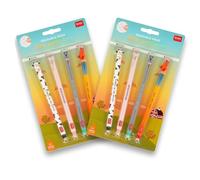 LEGAMI - Set da fattoria, confezione doppia, set da 4 penne gel Farm Sweet Farm con inchiostro cancellabile sensibile al calore, nero, rosa, verde, rosso, cancellabile, punta da 0,7 mm