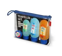 Legami - Set da Viaggio con 3 Flaconi (2x100 ml e 1x60 ml), 1 Spatola e 1 Vasetto (30ml) conformi alle Norme Aeroportuali, Etichette removibili e resistenti all'Acqua
