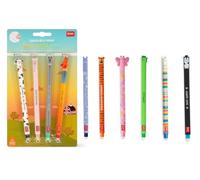 LEGAMI Set di 10 penne gel cancellabili Farm con ippopotamo, tigre, farfalla, dinosauro, lama e pinguino, colori assortiti