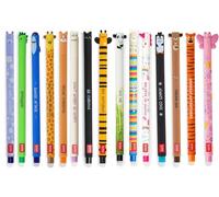 LEGAMI - Set di 15 penne gel cancellabili, penna Erasable Pen, penne con inchiostro cancellabile, penna gel cancellabile senza consumare, punta da 0,7 mm, colori assortiti e motivi animali