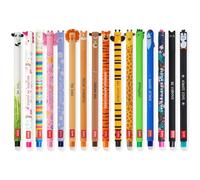 LEGAMI - Set di 16 penne gel cancellabili con inchiostro cancellabile termosensibile, gamma di colori dell'inchiostro e disegni a botte, punta da 0,7 mm, disegni di animali