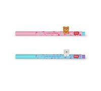 Legami - Set di 2 Penne Gel Lovely Friends, Edizione Limitata, Animaletto Decorativo Rimovibile e Ricombinabile, Evita il Rotolamento, Inchiostro Azzurro e Viola, Punta Fine 0,5 mm