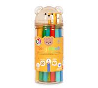 Legami - Set di 24 Matite Colorate con Temperino Teddy Friends, Pastelli per Colorare, a Forma di Orsetto, Resistenti, Senza Legno, Colori brillanti, Contenitore in PET riutilizzabile