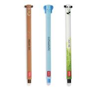 Legami - Set di 3 penne gel cancellabili, elefante, panda, orso