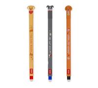 Legami - Set di 3 Penne Gel Cancellabili Fur-ever Friends, Penne con Inchiostro Cancellabile Termosensibile, Nero, Blu, Rosso, Cancella Senza Consumare il Foglio, Punta 0,7 mm