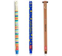 LEGAMI - Set di 3 penne gel, Teddy, Lama e Monster cancellabili senza bisogno di foglie, punta da 0,7 mm