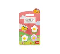 Legami - Set di 4 Mini Mollette per Capelli Clip Me Up!, Tema Bee, Fermagli per fare Acconciature e Styling, in PS, Acrilico, 2.5 x 2.5 x 1.5 cm