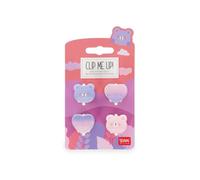 Legami - Set di 4 Mini Mollette per Capelli Clip Me Up!, Tema Teddy, Fermagli per fare Acconciature e Styling, in PS, Acrilico, 2.5 x 2.5 x 1.5 cm