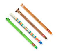 Legami - Set di 4 Penne Gel Cancellabili, Temi Dino, Teddy Bear, Corgi, Llama, Sfera sull'Estremità per Rimuovere l'Inchiostro - Nero, Blu, Verde, Rosso, Termosensibile, Diametro Punta 0,7 mm