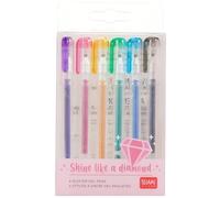 Legami - Set di 6 Mini Penne Gel Glitterate, 0,8x10,8 cm, Shine Like a Diamond, Diametro della Punta 1,0 mm, Colore Viola, Oro, Verde, Blu, Rosa, Nero