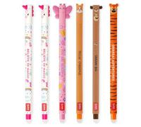 LEGAMI - Set di 6 penne gel cancellabili con inchiostro cancellabile termosensibile, gamma di colori dell'inchiostro e disegni a botte, punta da 0,7 mm, motivo: unicorno, farfalla, corgi,