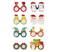 Legami - Set di 8 Occhiali natalizi in Carta, 8 diverse Forme, Tema Natale, Divertenti, Diversi Personaggi, Dettagli in Lamina e Glitter, Taglia unica, 14,5 x 11,6 cm