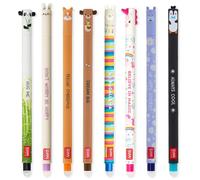 LEGAMI - Set di 8 penne gel cancellabili con inchiostro cancellabile termosensibile, gamma di colori dell'inchiostro e disegni a botte, punta da 0,7 mm, coniglietto, leone, corgi, panda, pinguino,