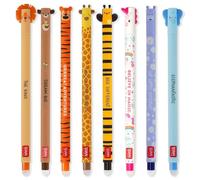 LEGAMI - Set di 8 penne gel cancellabili con inchiostro termosensibile cancellabile, gamma di colori dell'inchiostro e disegni a botte, punta da 0,7 mm, leone, orsacchiotto, tigre, giraffa, ape