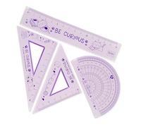 Legami - Set di Geometria, Set con Righello da 15 cm, Squadra 60° da 10 cm, Goniometro 180° per la Scuola, Custodia Inclusa, Materiale Flessibile, Tema Kitty