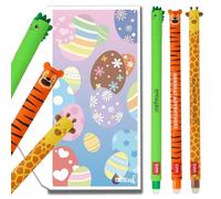 Legami Set di penne cancellabili con graziosa busta (giraffa, dinosauro, tigre, set da 3 penne)